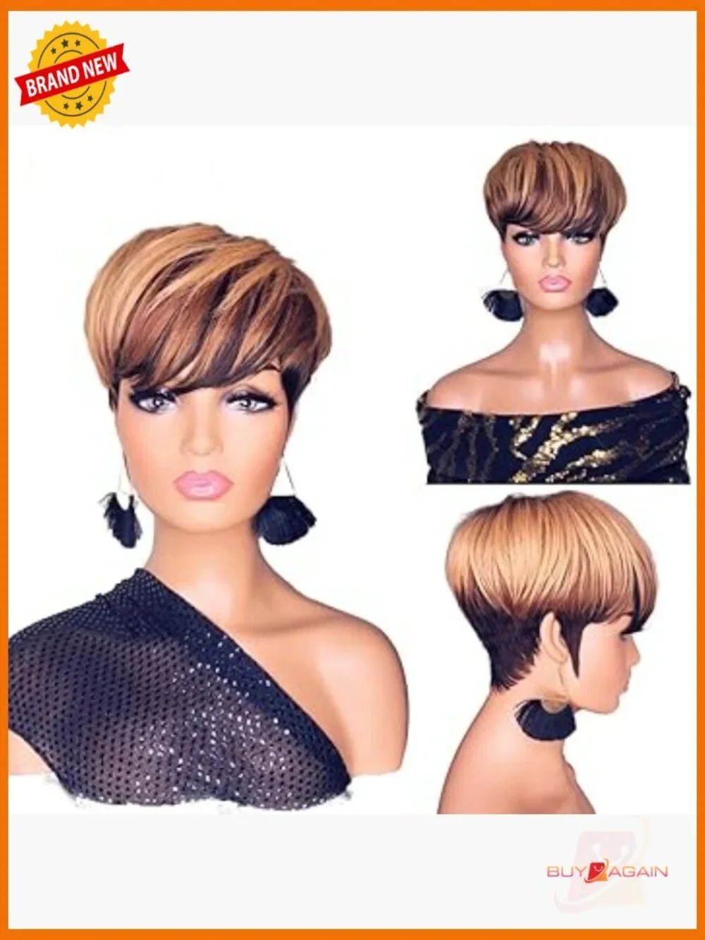Pixie Cut Human Hair Bob Wig Layered Full Machine Made with Bangs